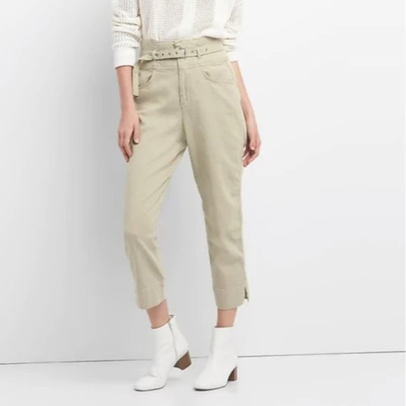 Gap Hi-Rise Belted Cropped Chinos, Field Stone, Size 12 - Picture 2 of 8
